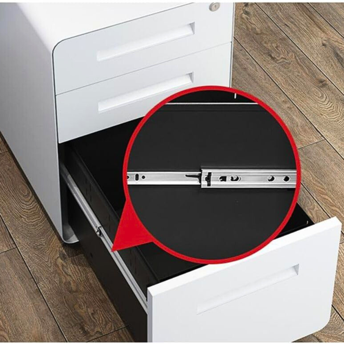 Filex 3 Drawer Mobile Pedestal Cabinet Round Corner with wheels White