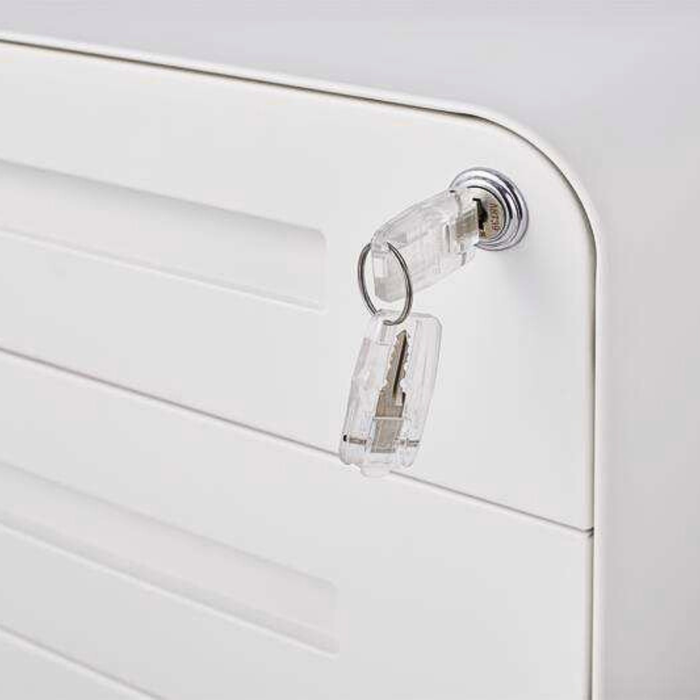 Filex 3 Drawer Mobile Pedestal Cabinet Round Corner with wheels White
