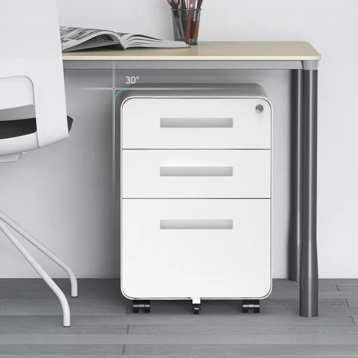 Filex 3 Drawer Mobile Pedestal Cabinet Round Corner with wheels White
