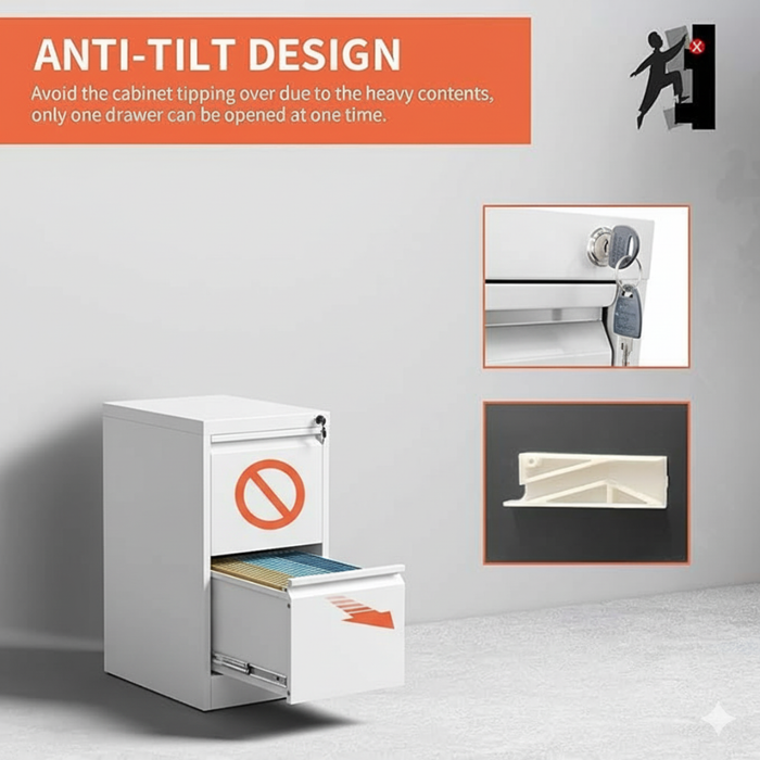 Filex 2 Drawer Vertical Filing Cabinet White