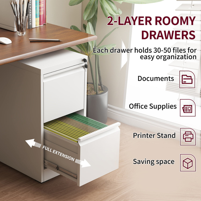 Filex 2 Drawer Vertical Filing Cabinet White