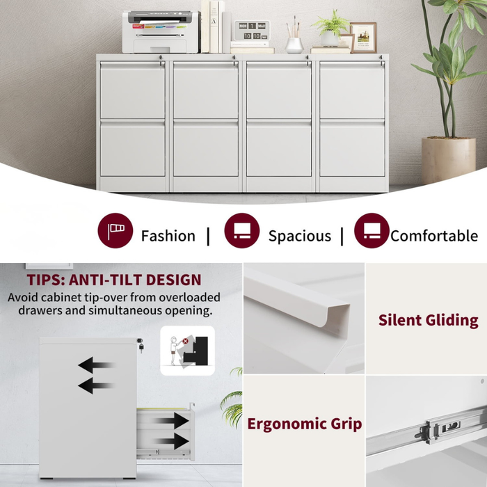 Filex 2 Drawer Vertical Filing Cabinet White