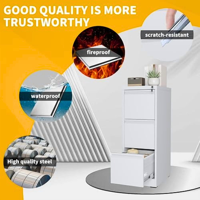 Filex 3 Drawer Vertical Filing Cabinet White