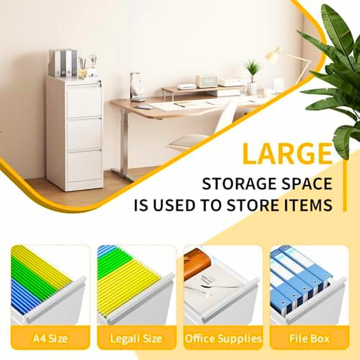Filex 3 Drawer Vertical Filing Cabinet White