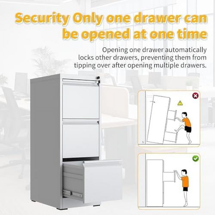 Filex 3 Drawer Vertical Filing Cabinet White