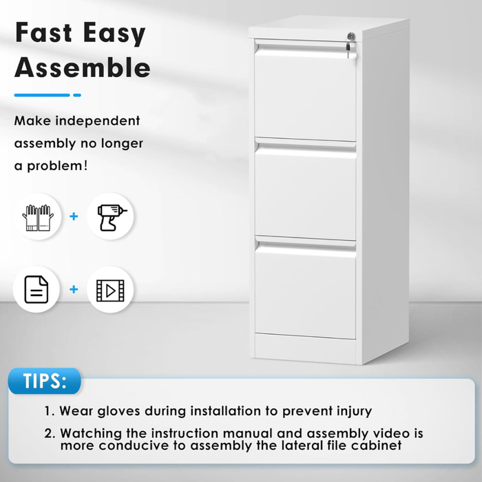 Filex 3 Drawer Vertical Filing Cabinet White