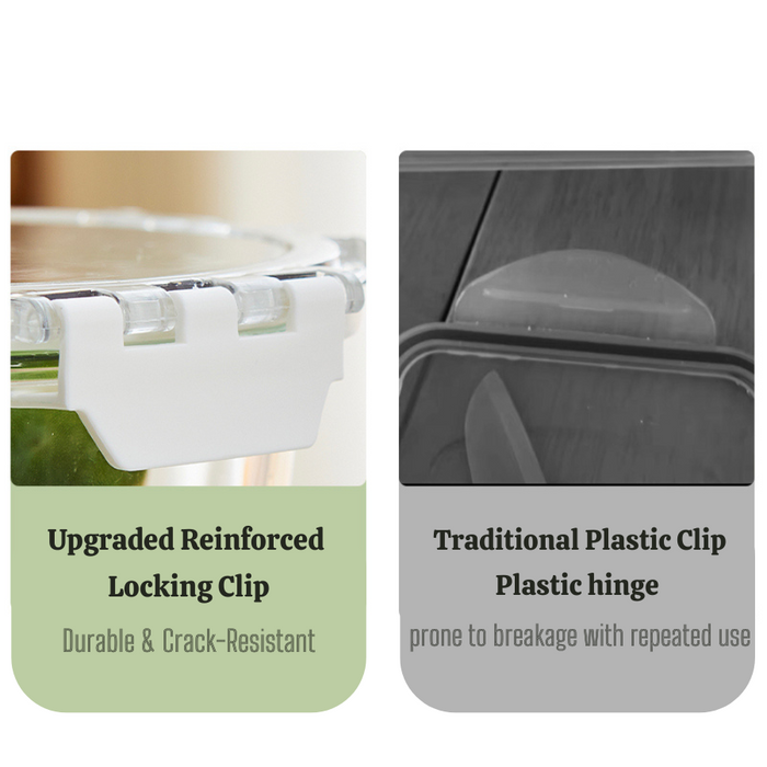 Glass Lock Divided Rectangle Glass Food Container