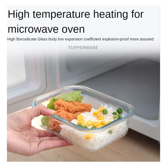 Glass Lock Divided Rectangle Glass Food Container