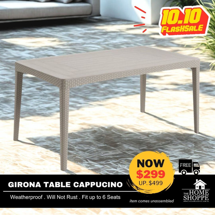 Girona Outdoor Long Dining Table Cappuccino