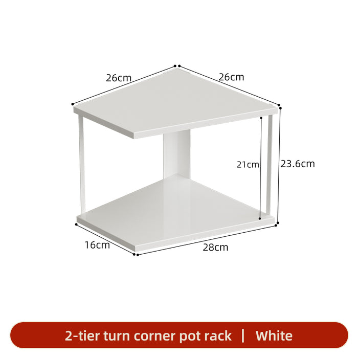 Turn Corner Rack 2 Tier Pot Pans Rack White