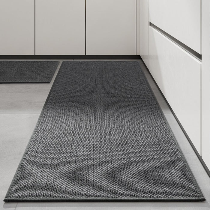 Woven Linen Non Slip Kitchen Mat Light Grey