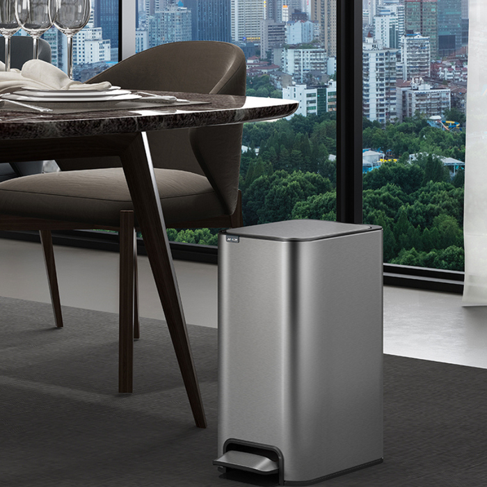 Yubin Meto Rectangle Pedal Bin Stainless Steel with Inner Bucket Silver (2 Sizes)