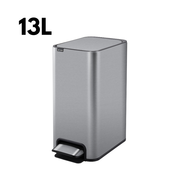 Yubin Meto Rectangle Pedal Bin Stainless Steel with Inner Bucket Silver (2 Sizes)