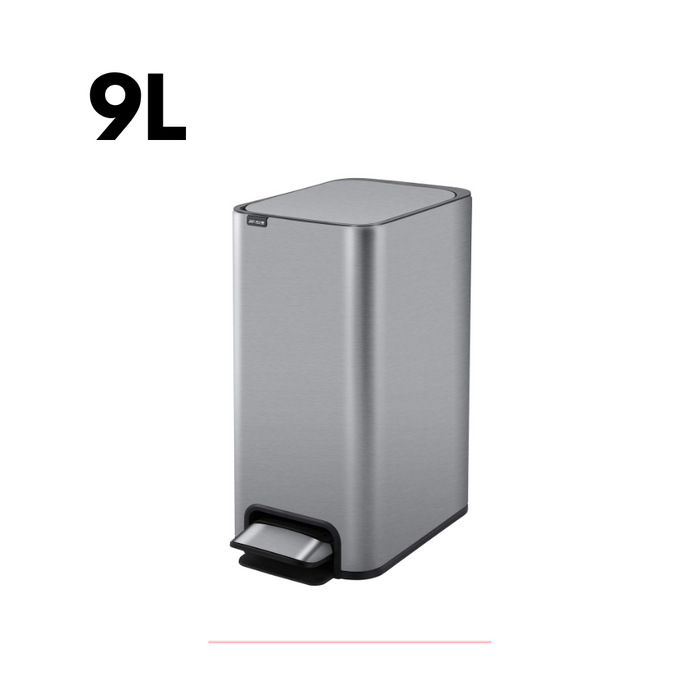 Yubin Meto Rectangle Pedal Bin Stainless Steel with Inner Bucket Silver (2 Sizes)