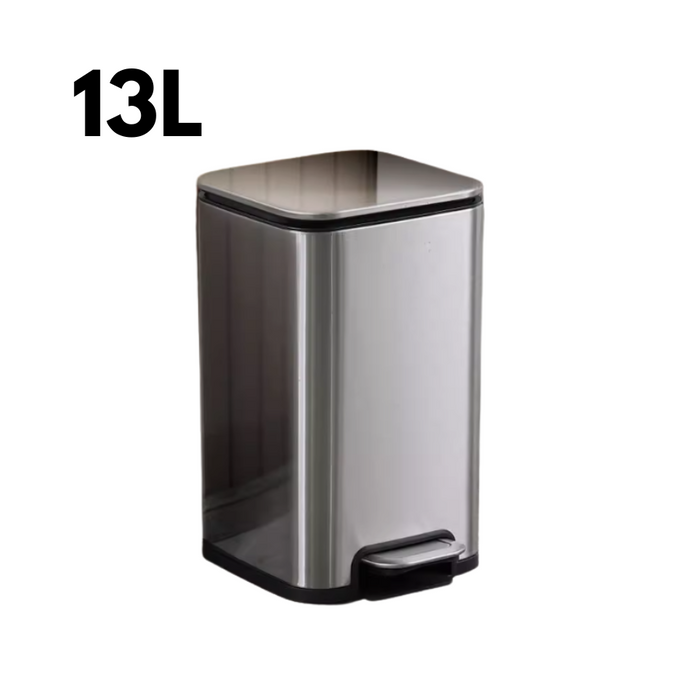 Yubin Meto Square Pedal Bin Stainless Steel with Inner Bucket Silver (2 Sizes)