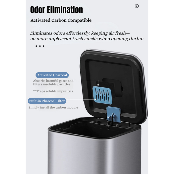 Yubin Meto Square Pedal Bin Stainless Steel with Inner Bucket Silver (2 Sizes)