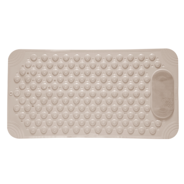 Non-Slip Shower Mat with Foot Scrubber - Beige