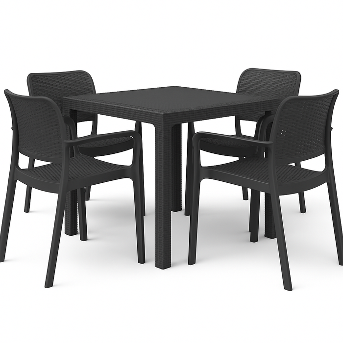 Quartet Square Dining Table + 4 Bella Chair (Free Delivery)