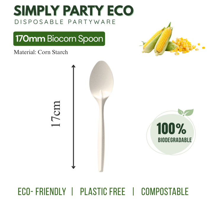 ECO Corn Starch: Spoon 170mm Biodegradable - 20pcs