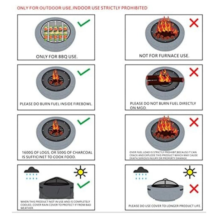 Convo Outdoor Charcoal BBQ Grill Fire pit 44cm Small