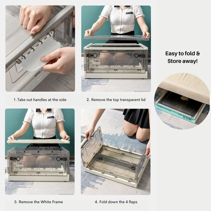 Foldable Storage Box with wheels White