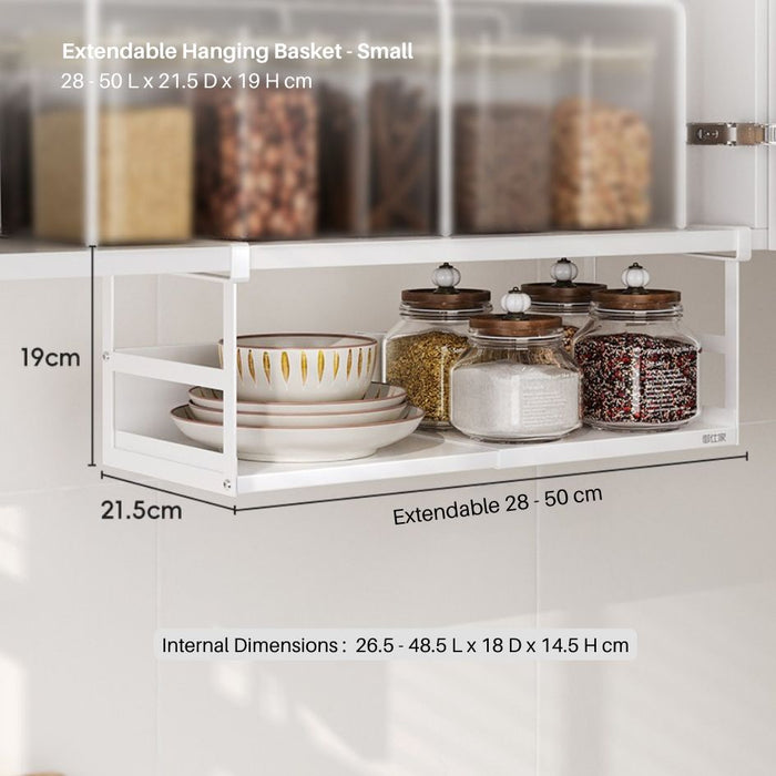 Extendable Kitchen Cabinet Hanging Basket Rack (3 Sizes)