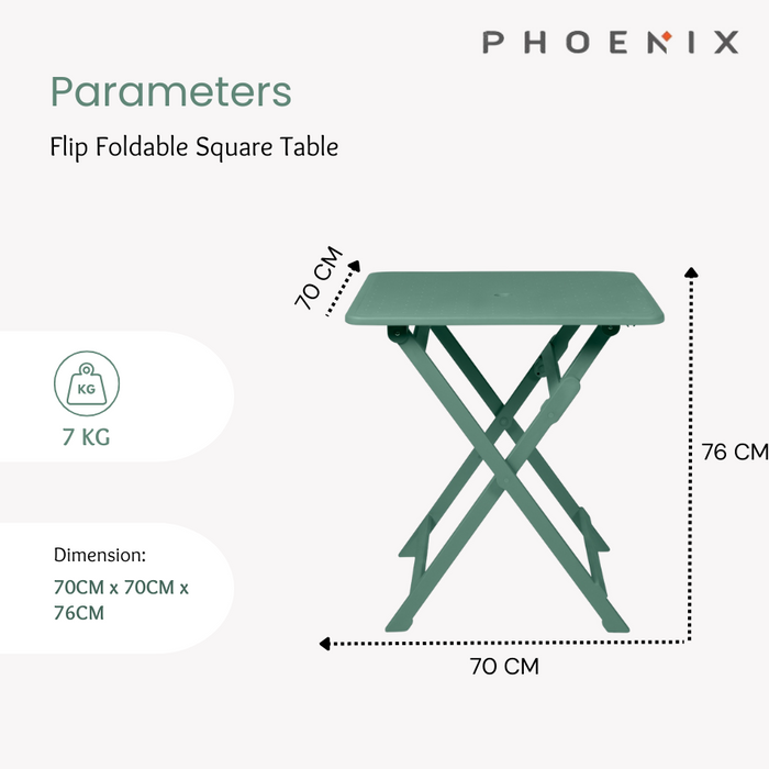 Phoenix Flip Foldable Square Table