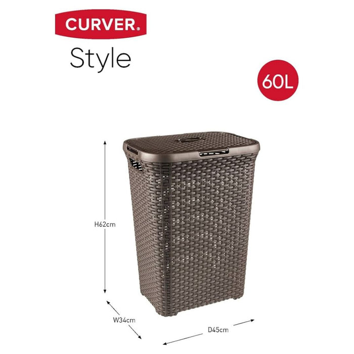 Rattan Style Rect Laundry Hamper 60L