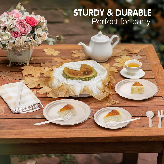 ECO Corn Starch: Plates 6" Disposable 100% Biodegradable - 20pcs