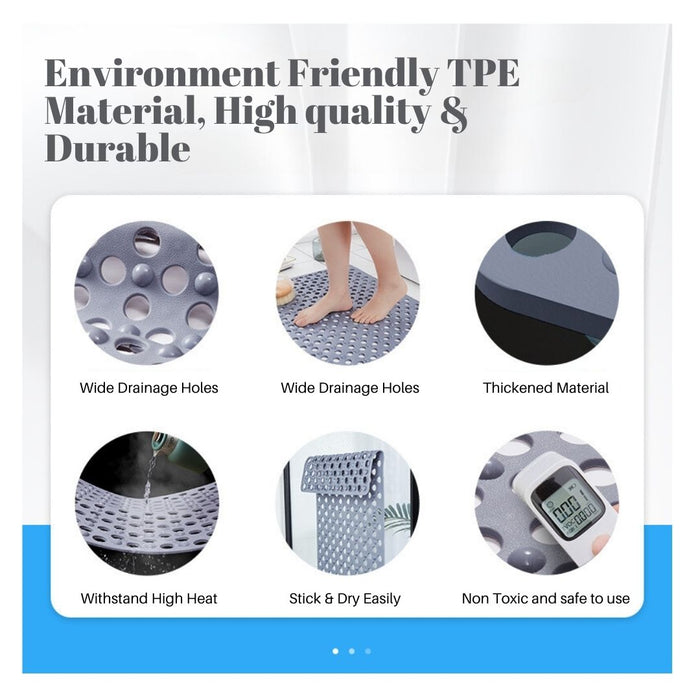 Suction Non-Slip Bath Mat Grey