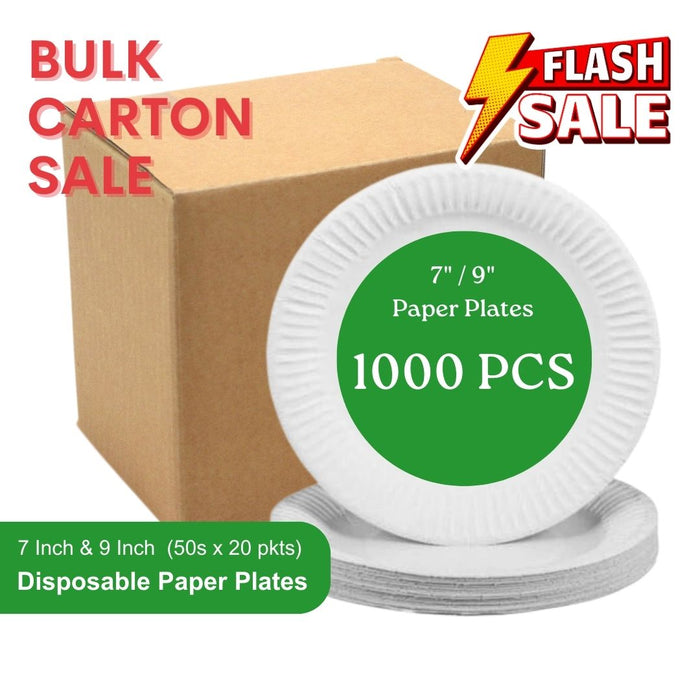 Bulk: Paper Plates 7" / 9" - 1000pcs Bulk