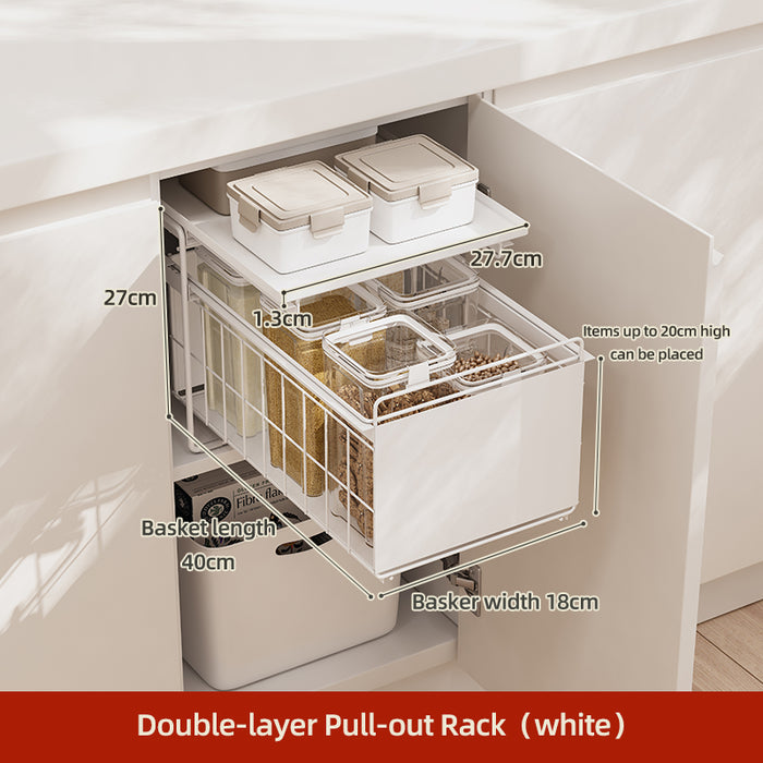 Double Layer Stackable Kitchen Pull Out Storage Rack 2 Tier