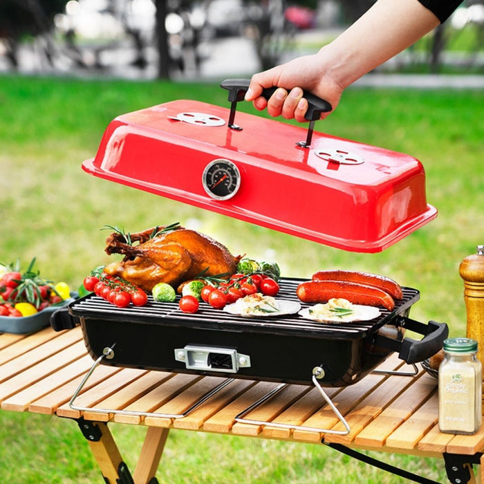 Portable Tabletop Charcoal BBQ Mini Grill 16" Black