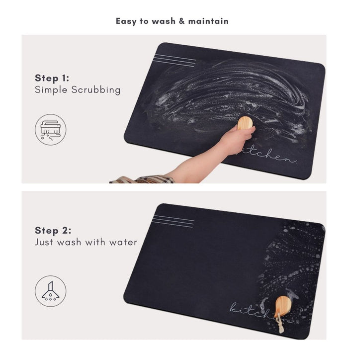 Kitchen Mat Diatomite Non Slip Dark Grey