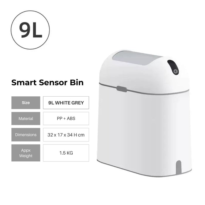 9L Sliding Lid Sensor Slim Trash Bin