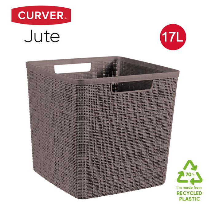 Jute Storage Basket Cube 17L Peppercorn