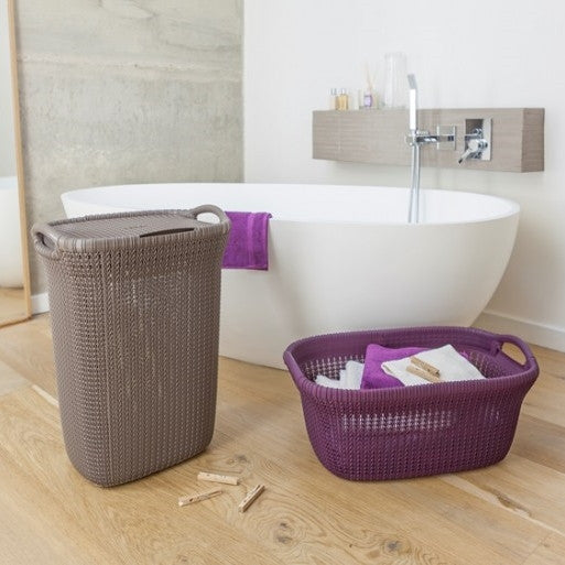 Knit Laundry Hamper 57L with lid