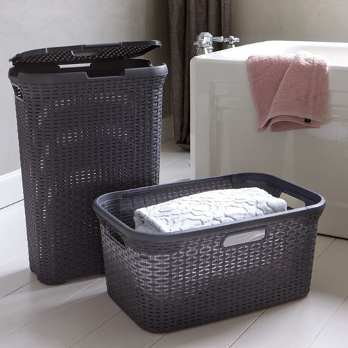 Rattan Style Rect Laundry Basket 45L