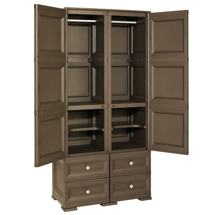 Tall Wardrobe with 4 Drawers Brown