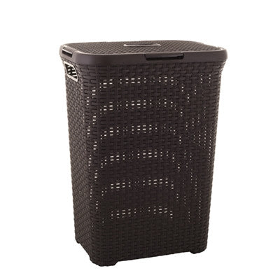 Rattan Style Rect Slim Laundry Hamper 40L