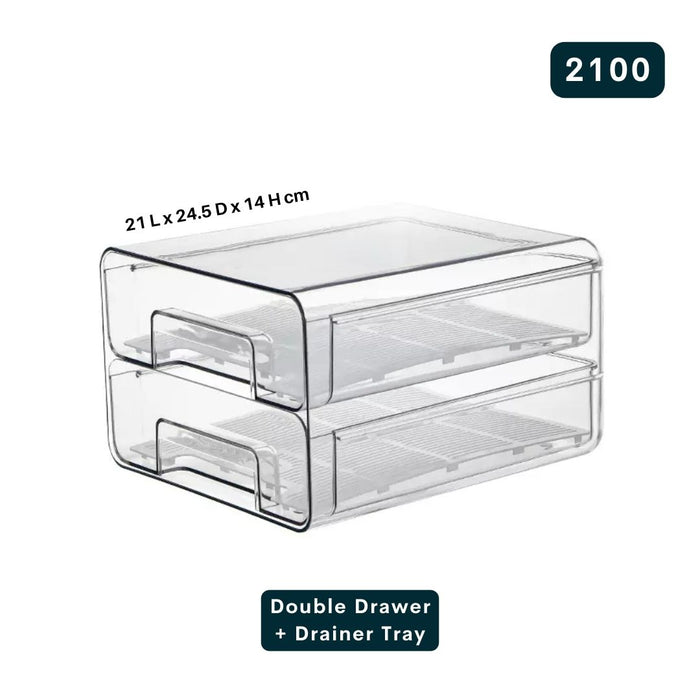 Fridge Organiser Drawer Double Storage Box