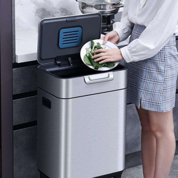 Stainless Steel 20L Press Bin with legs