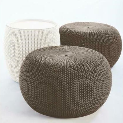 Cozy Pouf Ottoman Patio Set Harvest Brown