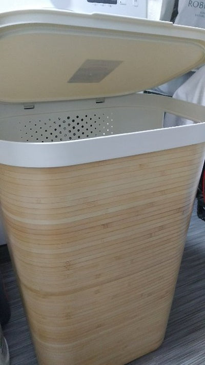 Curver infinity bamboo design laundry hamper 60l