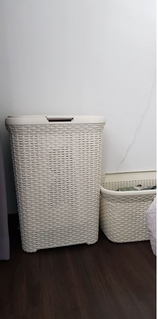 Curver Rattan Style Plastic Laundry hamper and basket