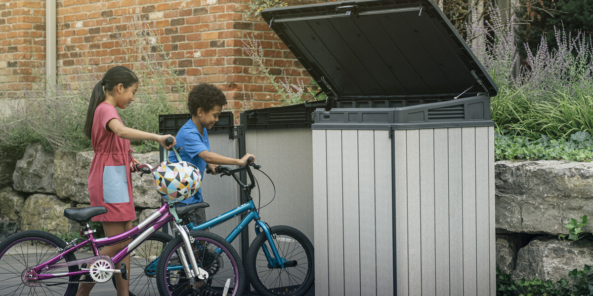 Keter Outdoor Storage Sheds for bicycle and garden storage The