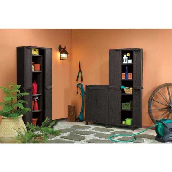 (Bundle set) Keter Rattan Tall Multipurpose Cabinet + Rattan Base Cabinet with Legs