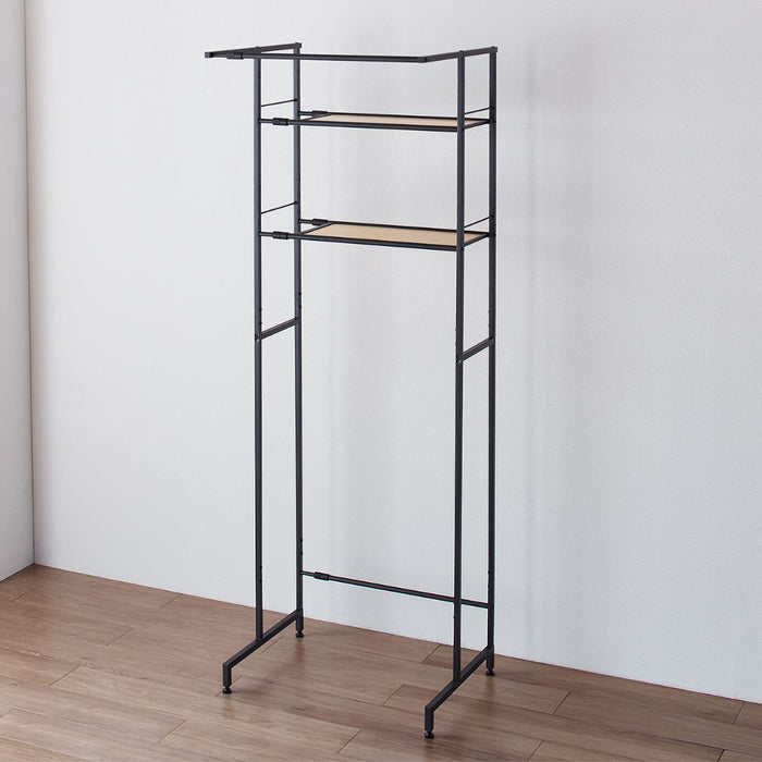 Adjustable Laundry Washing Machine Rack Wood HSR-5BK Black