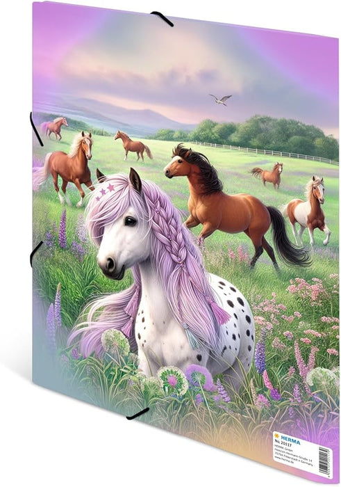 20117 Motif Series Elasticated Folder A4 Horse World