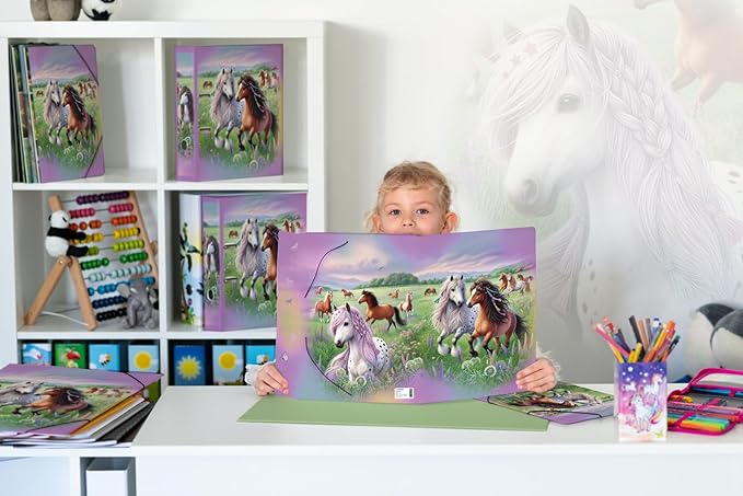 20117 Motif Series Elasticated Folder A4 Horse World